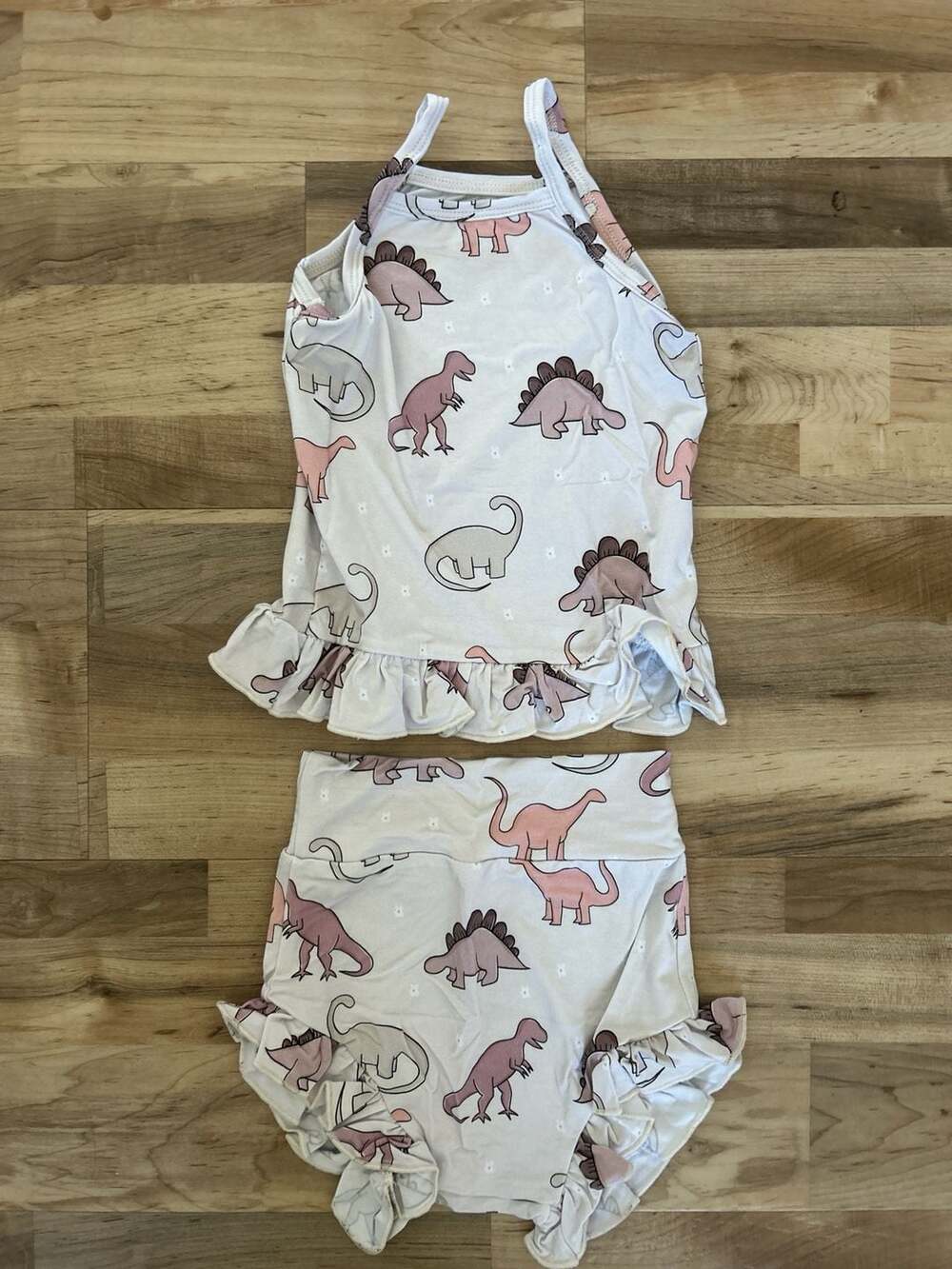 To Infinity & Beyond Bamboo Dinosaur Peplum & Bummies Set 12-18M